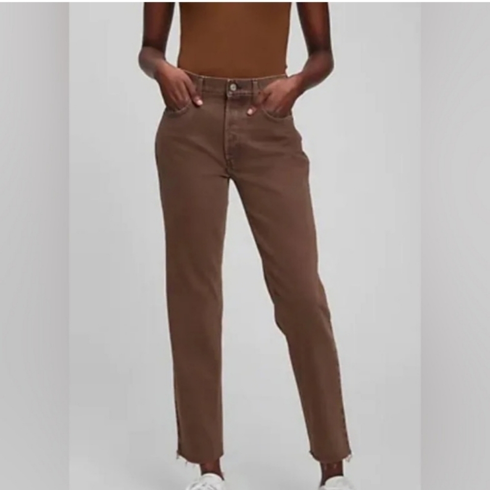 Gap Cheeky High Rise Straight w Buttonfly, 31" Buffalo Brown, 11" Rise, 27" Insm